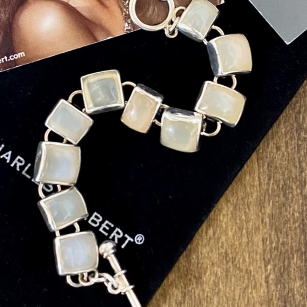 Moonstone Charles Albert Silver Pendant and Multistone Bracelet